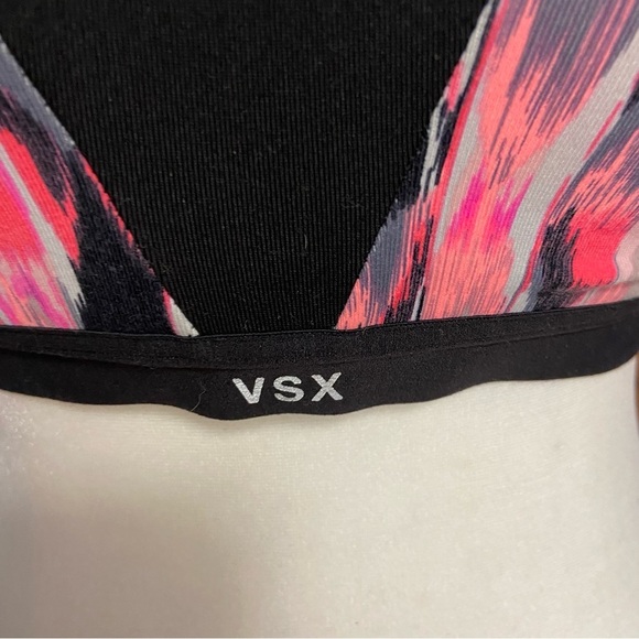 Victoria Secret Sport VSX Pink Black Sports Bra Size 32D Super Support Athletic - Picture 9 of 11